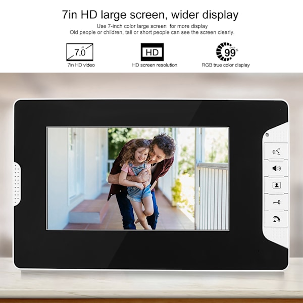 7 tum HD LCD Video Intercom Dörrklocka System Dörrtelefon Hemmonitor Utomhuskamera (EU-kontakt)