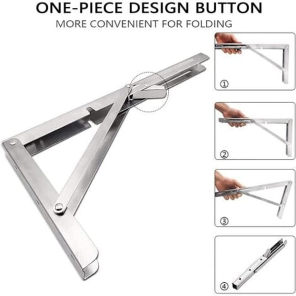 Sammenklappelig hyldebeslag, 12/300mm rustfrit stål vægmonteret