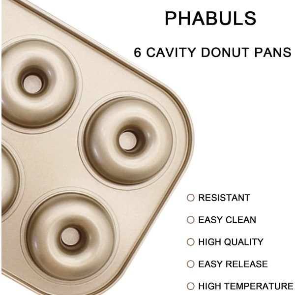 PHABULS Donutform, Mini Donutforme Nonstick 6 Hulrum, Plade