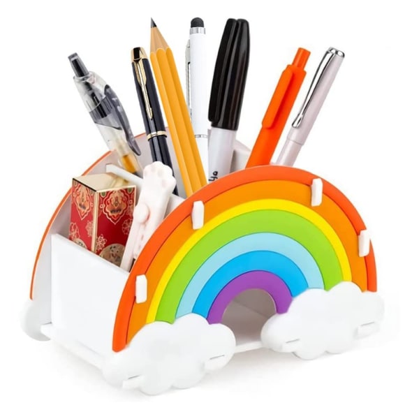 Kids Pen Holder, Desk Organizer, Rainbow Pen Holder, Pen Holder, Table Organizer, Multifunction Organizer for School, Office, Classroom Organization