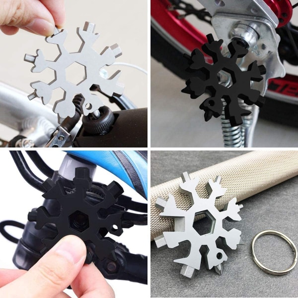 Presenter för män - 18-i-1 Snowflakes Multi-Tool, Prylar för män, Silber & Schwarz