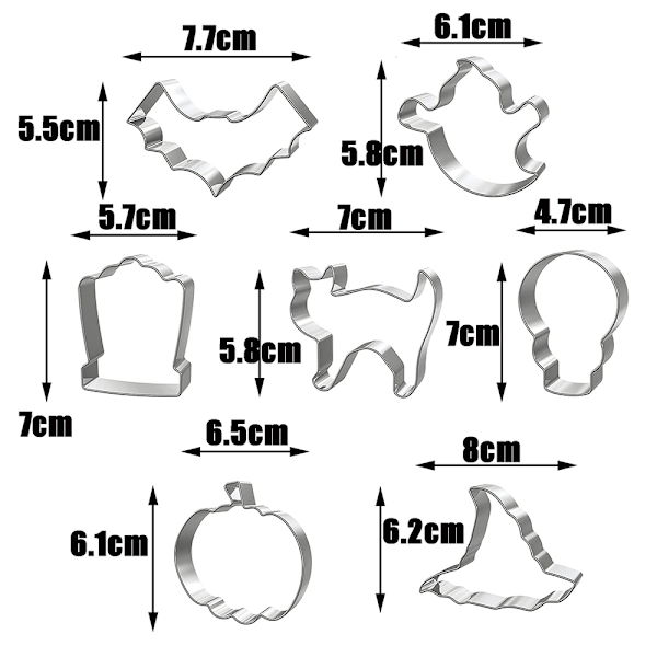 7PCS Halloween Cookie Stainless Steel Molds Set for Making