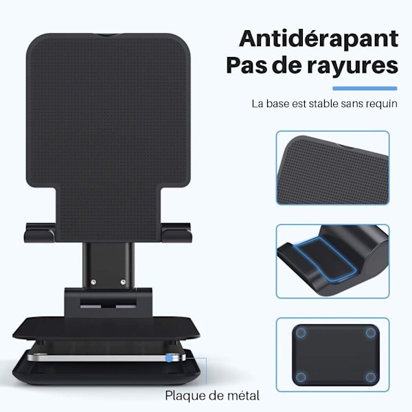 Anozer Foldbar Desktop Angle Tablet Holder, Justerbar Telefonholder med Anti-Slip overflade og aluminiumslegering til iPad Air, Huawei Tablet, Samsung,