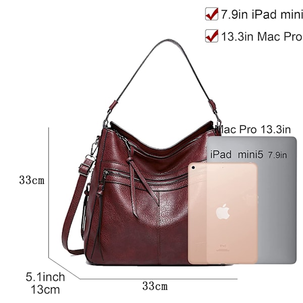 Håndtasker til kvinder, læder crossbody taske, skuldertaske, to stykker