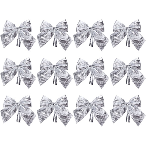 12 stk. Noël Glitter Sløyfer Julepynt Hengesmykker