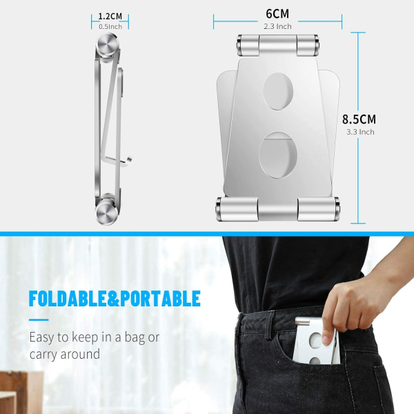 Telefonholder, Tabletholder, Universal Justerbar Skrivebords Telefonholder, Solid Smartphone Holder til iPhone 11 Pro Max/XS Max, iPad, Samsung, Huawei osv.