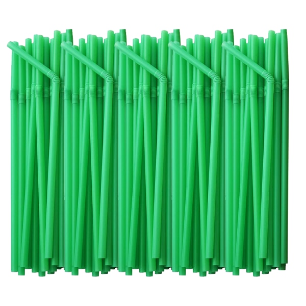 Flexibla plastsugrör, 10,8 tum extra långa färgglada engångssugrör för fest Green