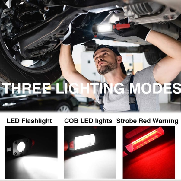 LED multifunktion med magnetiskt arbetsljus, COB underhållslig
