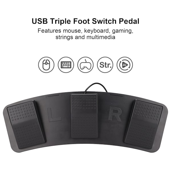 USB Triple Foot Switch Pedal Multifunktionel Ergonomisk Triple Foot Switch Pedal til Spil Fabrikstest (Fotoelektrisk Switch)