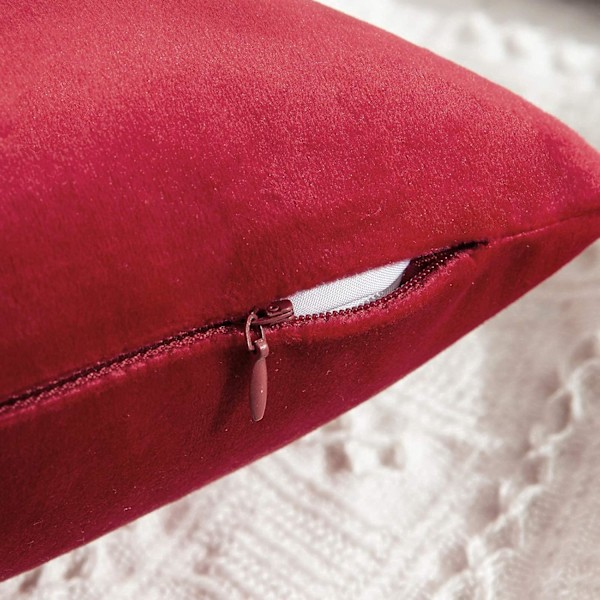 Sæt med 2 fløjls pudebetræk dekorative sofa pudebetræk super glat blød behagelig dekoration hjem stue soveværelse til sofa 60X60CM rød