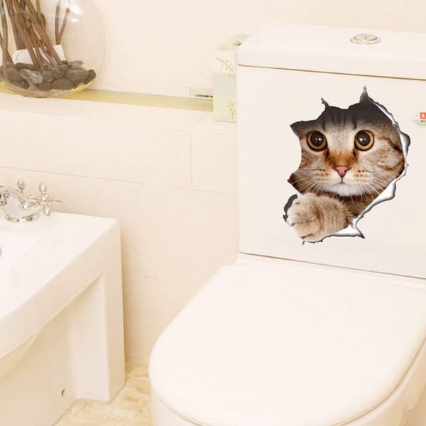 3D Wall Decals - Cat and Dog Pattern - Bathroom Bedroom - Premium Quality