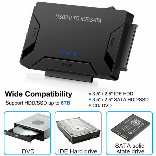 USB IDE Adapter USB 3.0 till SATA IDE Hard Drive Converter Combo