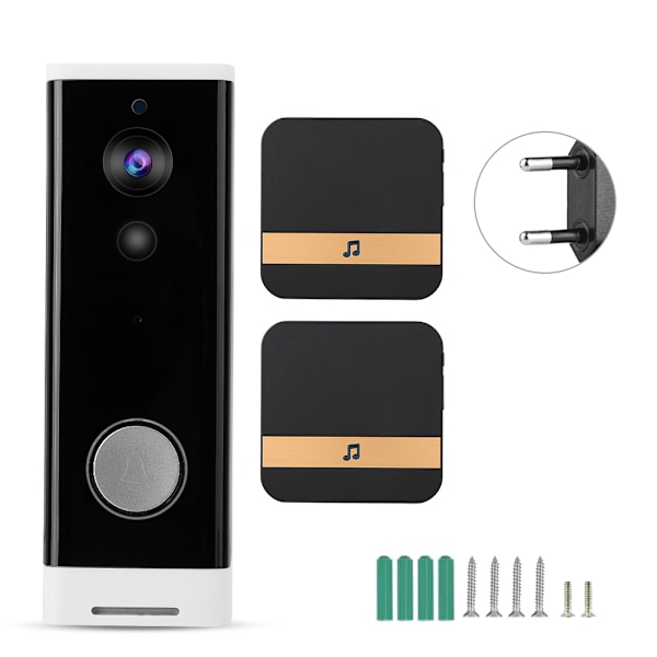 720P HD Trådløs WIFI Dørklokke Sikkerhed Smart Videodørklokke Ir cUT Intercom(WIFI+2Dingdong EU)