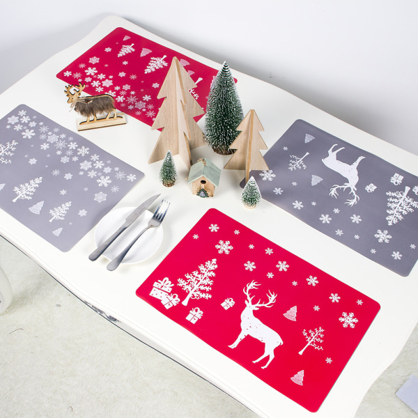 Joulupöytämatot lasinaluset, PVC- printed lautasaluset