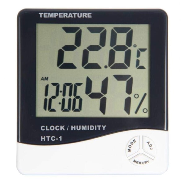 Bärbar Hygrometer för Inomhusbruk, Högprecisions Digital LCD-Skärm Temperaturmätare, Luftfuktighetstermometer med Max Min-Registreringar och Klockfunktion