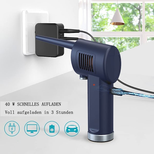Elektrisk dammblåsaire Dammare Tangentbordsdammsugare PC-rengöring 6000mAh batteri 40W snabbladdning Tangentbordsrengörare Tryckluft för bärbar dator, PC