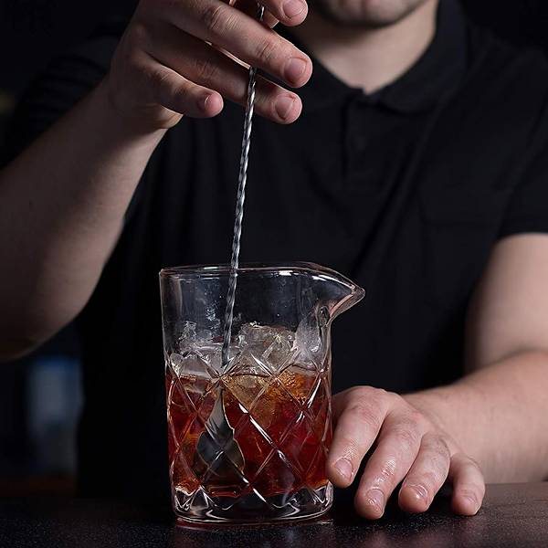 2 stk. Cocktail Mixing Glass Bar Ske - Langskaftet Rustfrit Stål Drikkekande Mixer til at Køle og Blande Omrørte Drikke