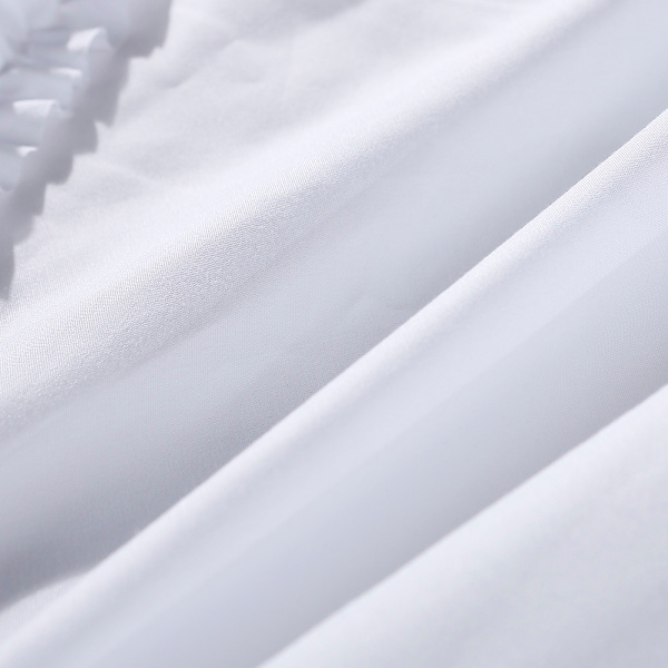 3-delat Modern Ruffle Sängklädesset i Polyester - Kuddfodral & Täcke (Vit King)