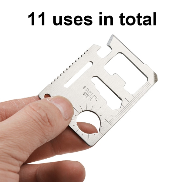 11 in 1 Survival Card with a Beer Opener - Black with Cardholder