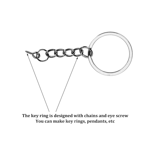 10 st DIY-nyckelring med kedja Bärbar metallnyckelring Ögleskruv Smyckeshänge Tillbehör Gevärsvart 25 mm