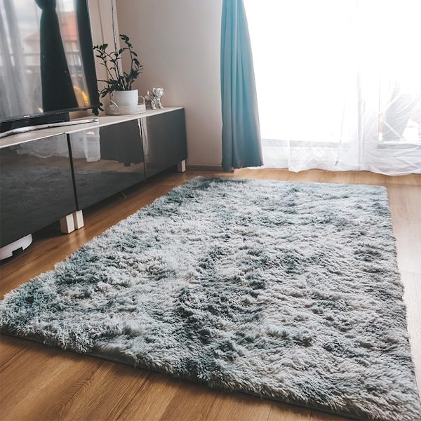 Mjuk plyschmatta, Ljusgrå, 100x150 cm, Fluffig, Långt garn