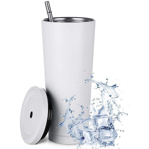 Aiboria 750ml / 25oz Rustfritt stål Reisekrus med sugerør og lokk