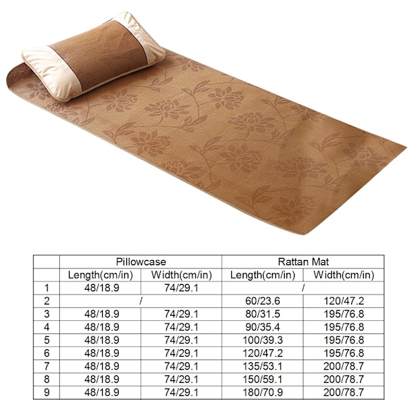 Hjemmetekstil Rattan Matte Grid Sengetøysett Sommer Kjølig Sengeteppe (80*195cm)