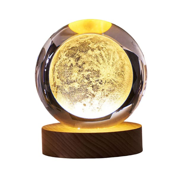 3D Planeter Krystallkule Gravert Miniatyrmodell Nattlys Hjemmekontorinnredning[TT] Solar System