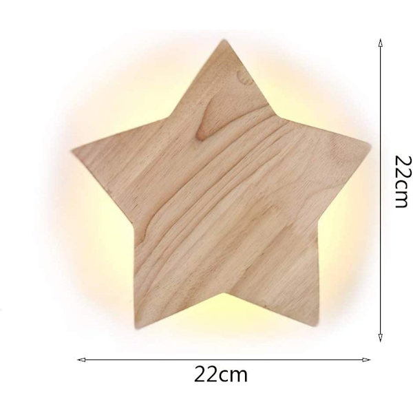 LED-stjärnvägglampa i trä, modern kreativ tecknad vägglampa natt