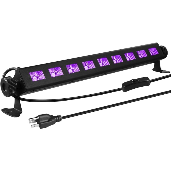 9 LED-mustavaloa, 27 W LED-UV-palkki, joka hehkuu pimeässä juhlassa