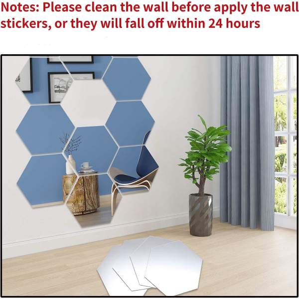 Hexagon Wall Decals, Mirror Wall Stickers, 15 STK Large
