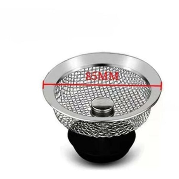 Kökssilsfilter, rostfritt stål anti-blockeringsartefakt, diskbänkavlopp i Crisper Slagfilter, 8,5 cm, med vattenblockeringskontakt