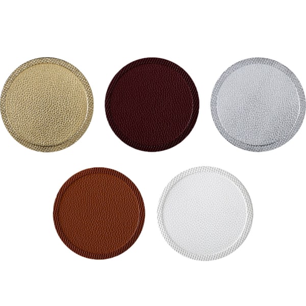 5 stk runde PU læder 10CM bar coasters i ensfarvet