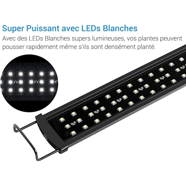 SlimLED LED-akvarielys, ferskvandsakvarielys, hvidt akvarielys med enkeltkanalscontroller, 43-60 cm, 26W, 2340 LM