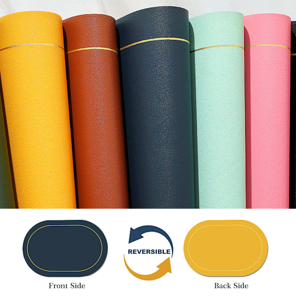 Faux läder placemats set om 4 - Dubbelsidig färg oval