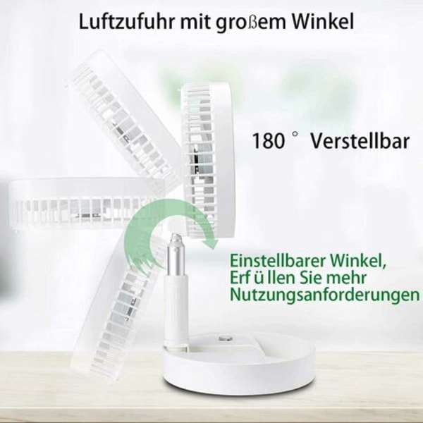 Hiljainen tuuletin kaukosäätimellä, ECO-tila, ladattava 7200 mAh, 4 nopeutta