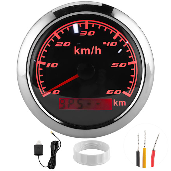 85mm 60KM/H GPS Speedometer IP67 Vandtæt Universal til Marine Skibe Yachter Bil Motorcykel Sort Skive