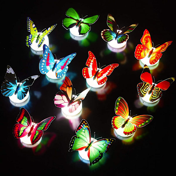12 kappaletta LED-perhoskoristevalot Värikäs yövalo 3