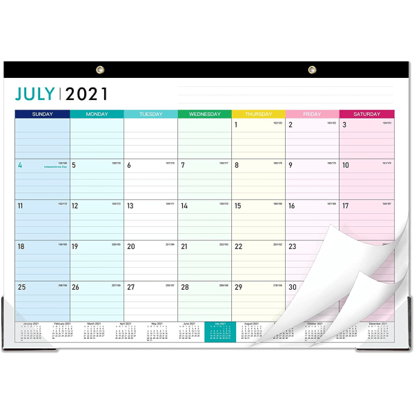 2021-2022 Skrivbordetskalender - 18 Månaders Skrivbordets/Väggkalender 2-i-1,1