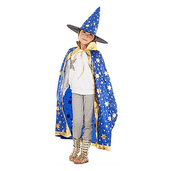 Halloween Costume Wizard Cape Häxkappa med hatt med Stay