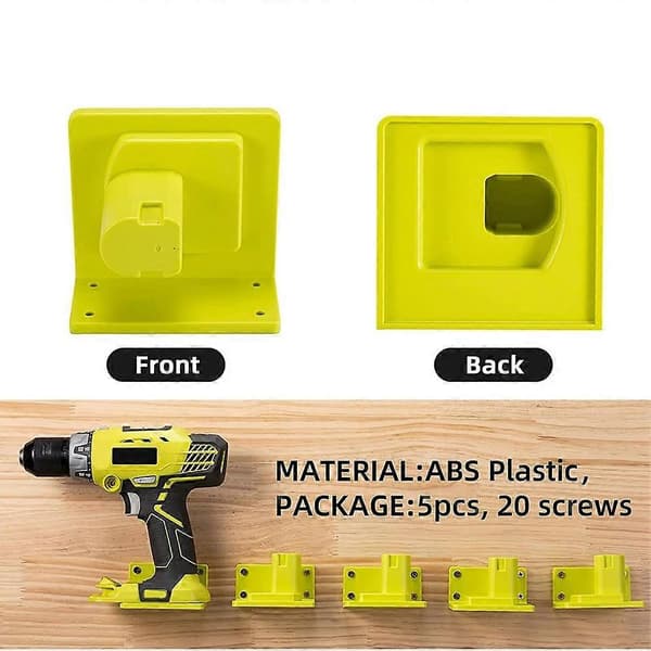 5 Pcs Tool Holder for Ryobi 18V Power Tools Wall Mount Portable Holder Bracket Hanger Storage Organizer