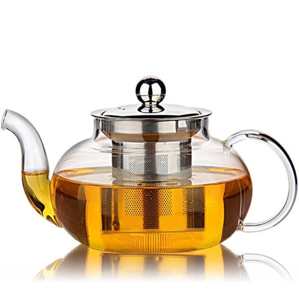 Hiware Glass Teapot med avtagbart rustfritt stål lokk &