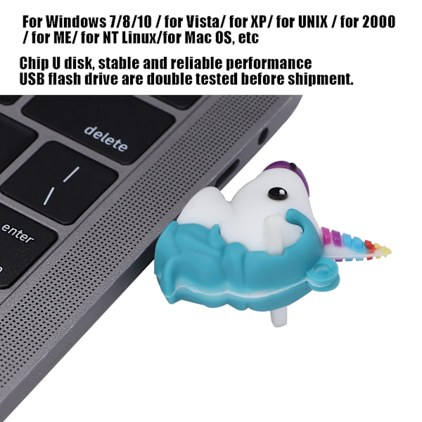 USB 2.0 Flash Drive Blå Djurdesign Data Lagringsverktyg Kreativ Gåva för Familj Vän 32GB