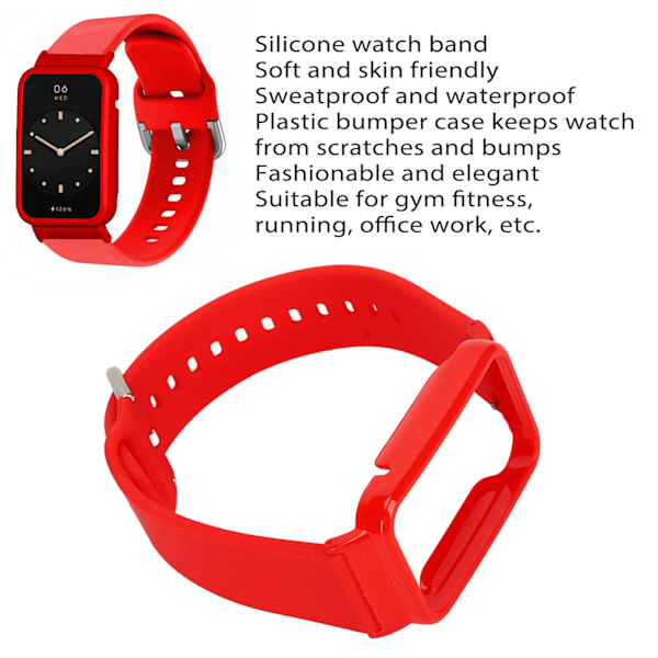 Silikonihihna suojakotelolla Mi Band 7 Pro - Punainen ja punainen kotelo