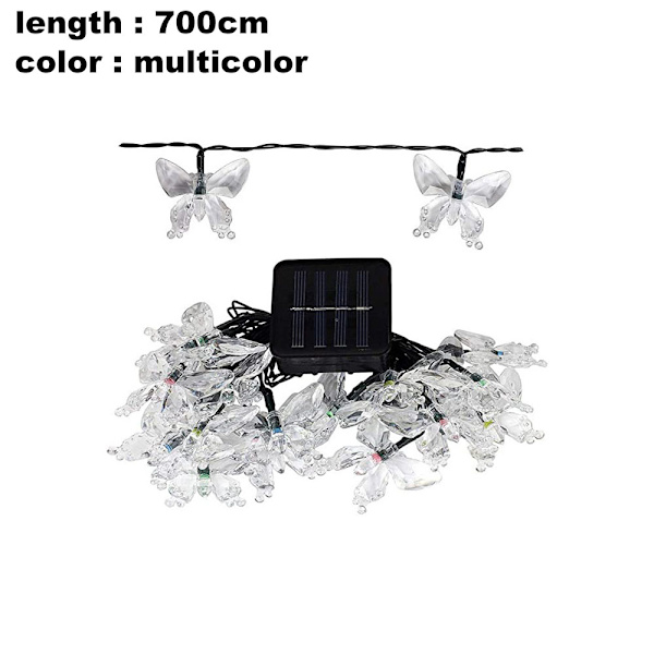 Solcelledrivne lyslenker 23ft 50 LED solcelle sommerfugl lys for veranda
