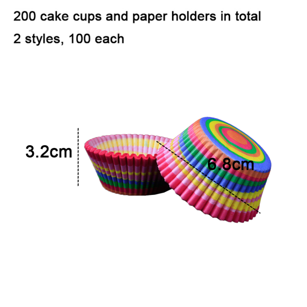 Cupcake vuoraukset Rasvanpitävät paperit leivontakupit 200 kpl