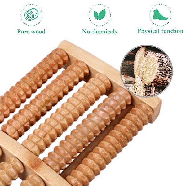 Fodmassager til lindring af plantar fasciitis, afslappende gave, hælstikken, stressaflastning - Træ