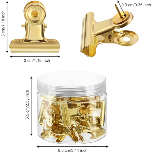 30 stk. trykknapper med clips - kraftige clips med nåle - kreative store