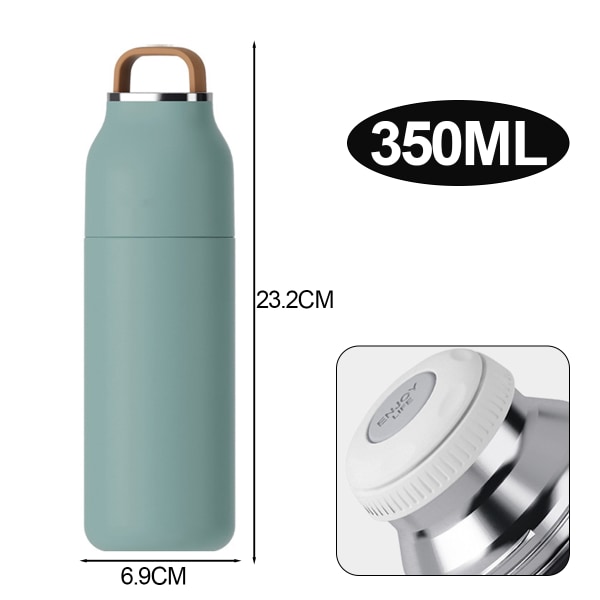 Vakuumkolbe i rustfrit stål, 1 pakke, 350 ml kolbe, transportabel vandflaske med håndtag.