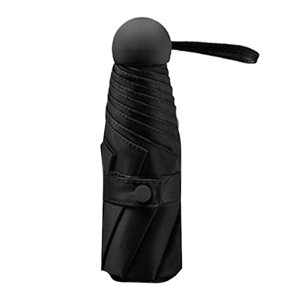 Kapselparaply Mini Lomme UV-resistent 2 Brug 5 Sektion 8 Kantet Udendørs Tilbehør Sort
